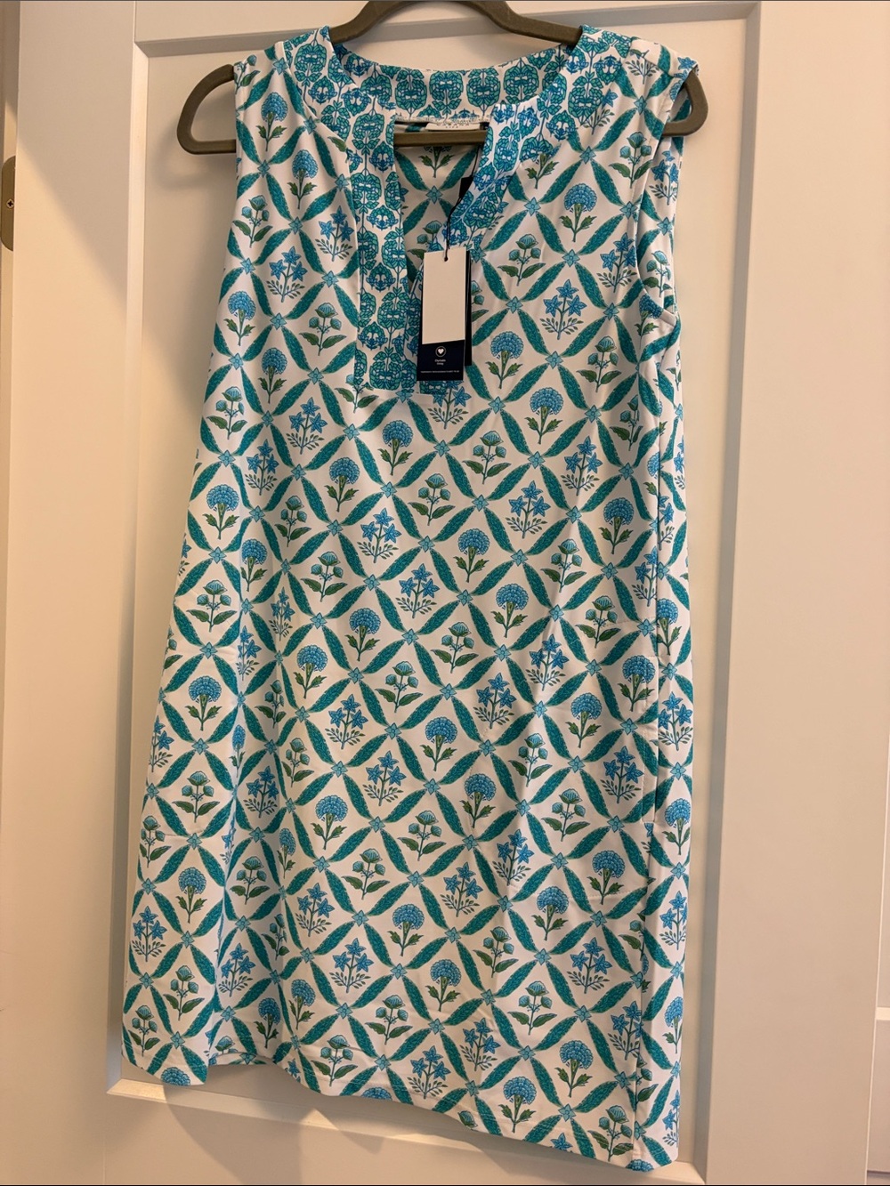 Cabana Life Teal & White Floral Shift